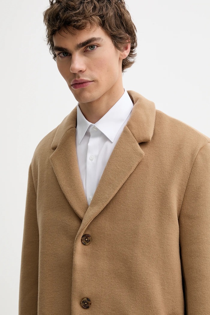 Calvin Klein płaszcz z dodatkiem wełny brązowy LV04LD900G