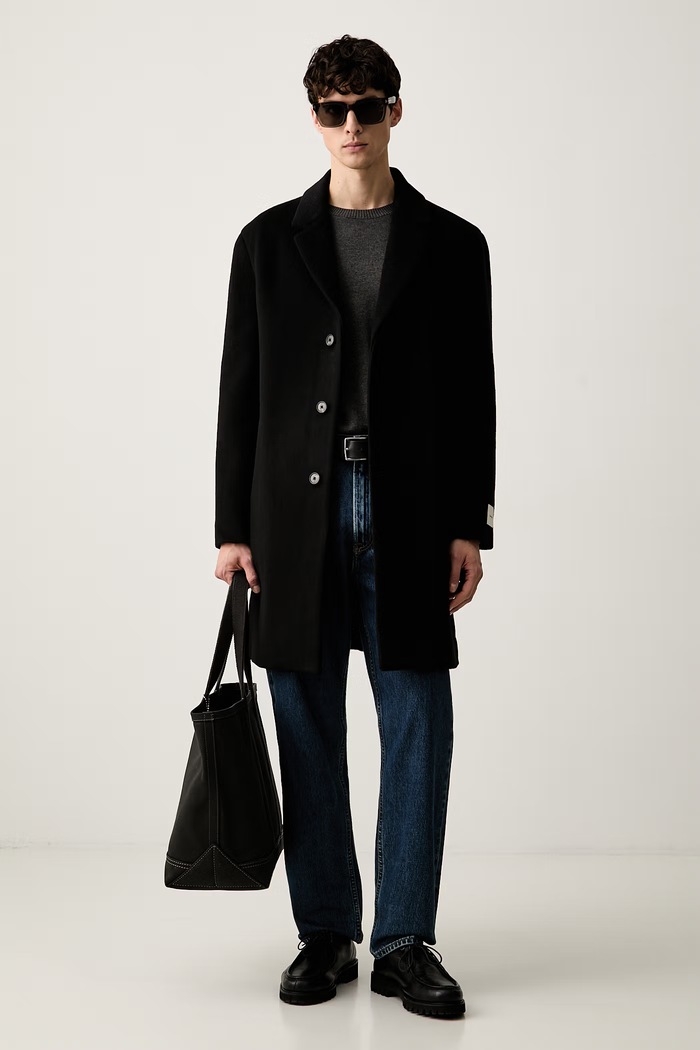Палто с вълна Calvin Klein LV04LD900G черен AW25