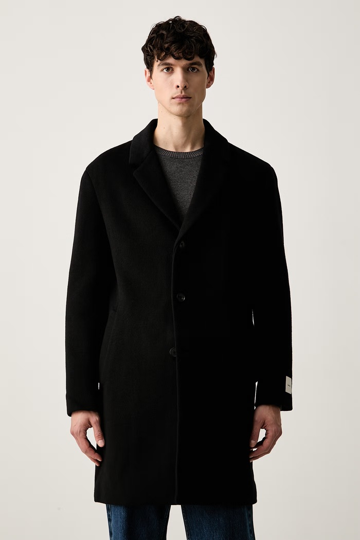 Палто с вълна Calvin Klein LV04LD900G черен
