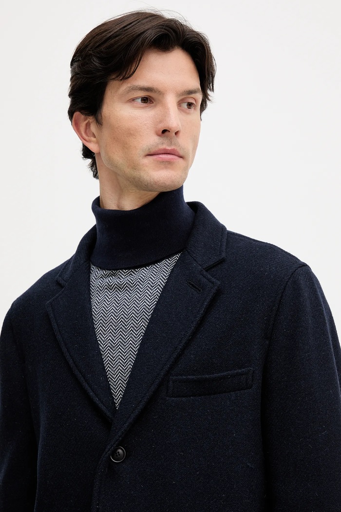 Vlnený kabát Barbour KIRKBRIDGE Barbour MWO0303 tmavomodrá