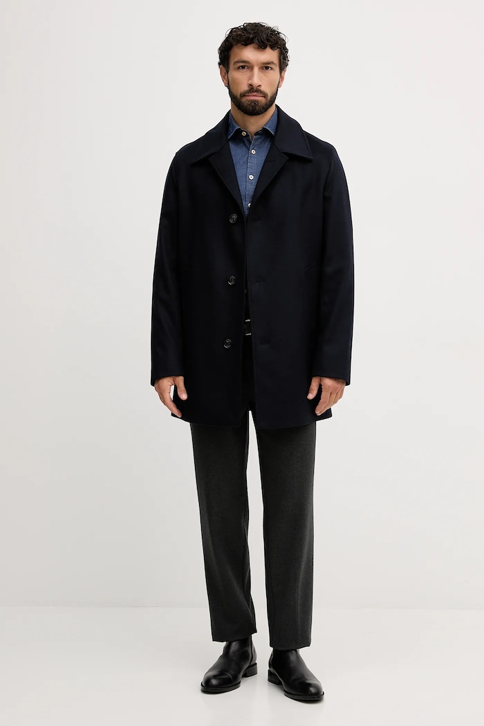 Вовняне пальто BOSS H-Clark-Bib-S-254 50551087 темно-синій AW25