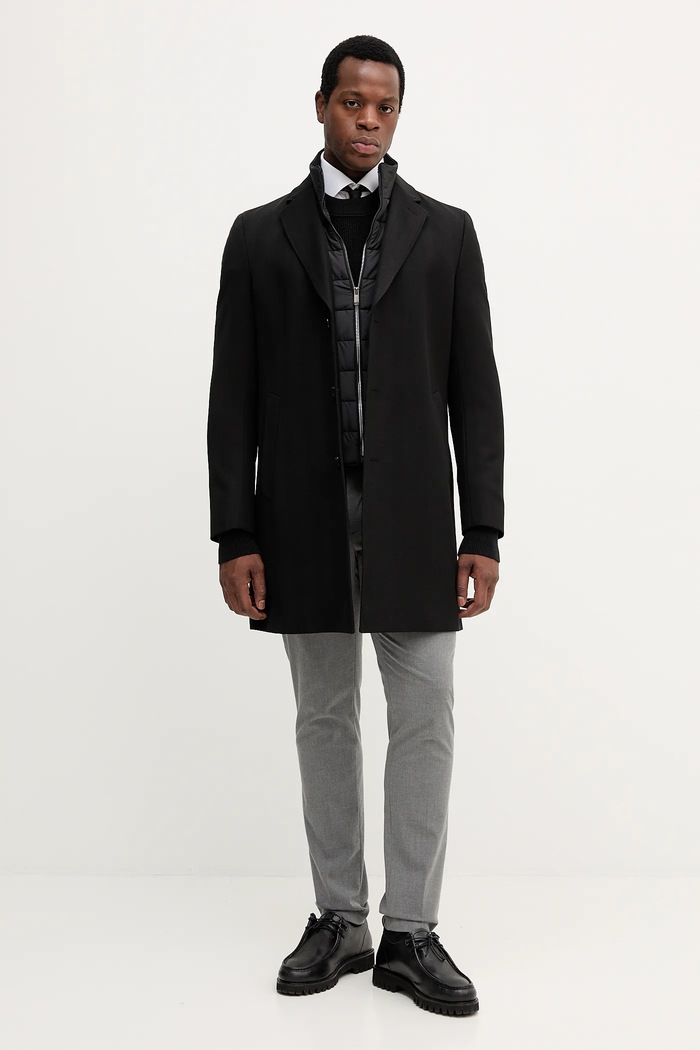 BOSS Vlnený kabát BOSS H-Hyde-Bib-254 50551117 čierna AW25