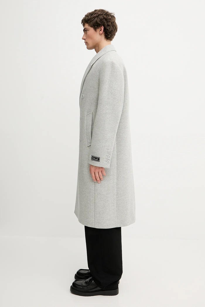 Kabát s prímesou vlny Lacoste BH5529 sivá AW25