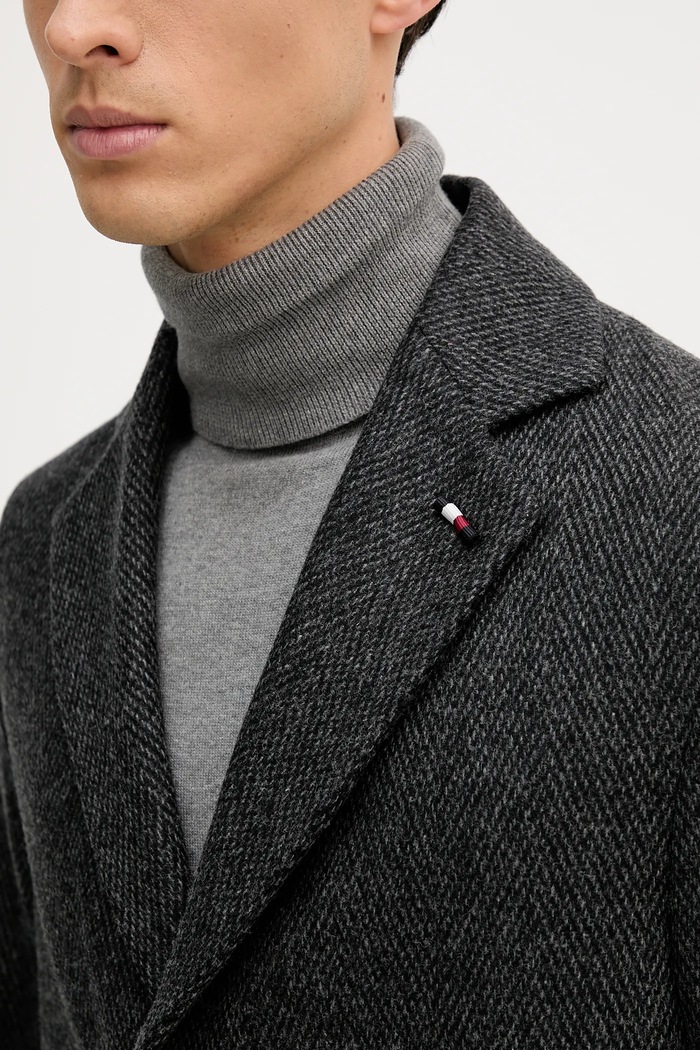 Tommy Hilfiger płaszcz z dodatkiem wełny FSTHL4027.FSTH604 szary