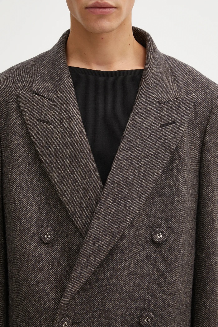 Вовняне пальто Wales Bonner Mayfair Coat коричневий MA25CO09.WO02.903
