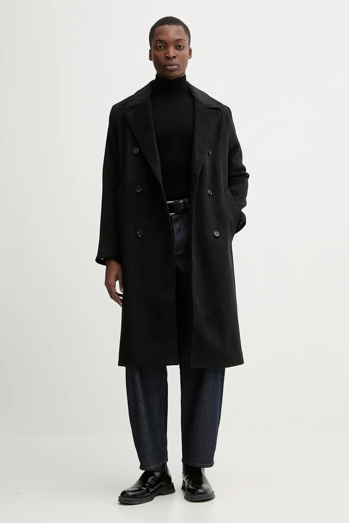 Kabát s prímesou vlny Abercrombie & Fitch KI132.5187.900 čierna AW25