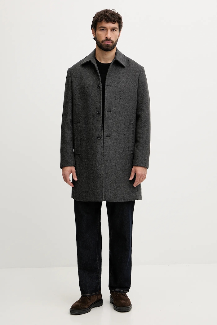 United Colors of Benetton haină cu lână 2C4VUN06U gri AW25
