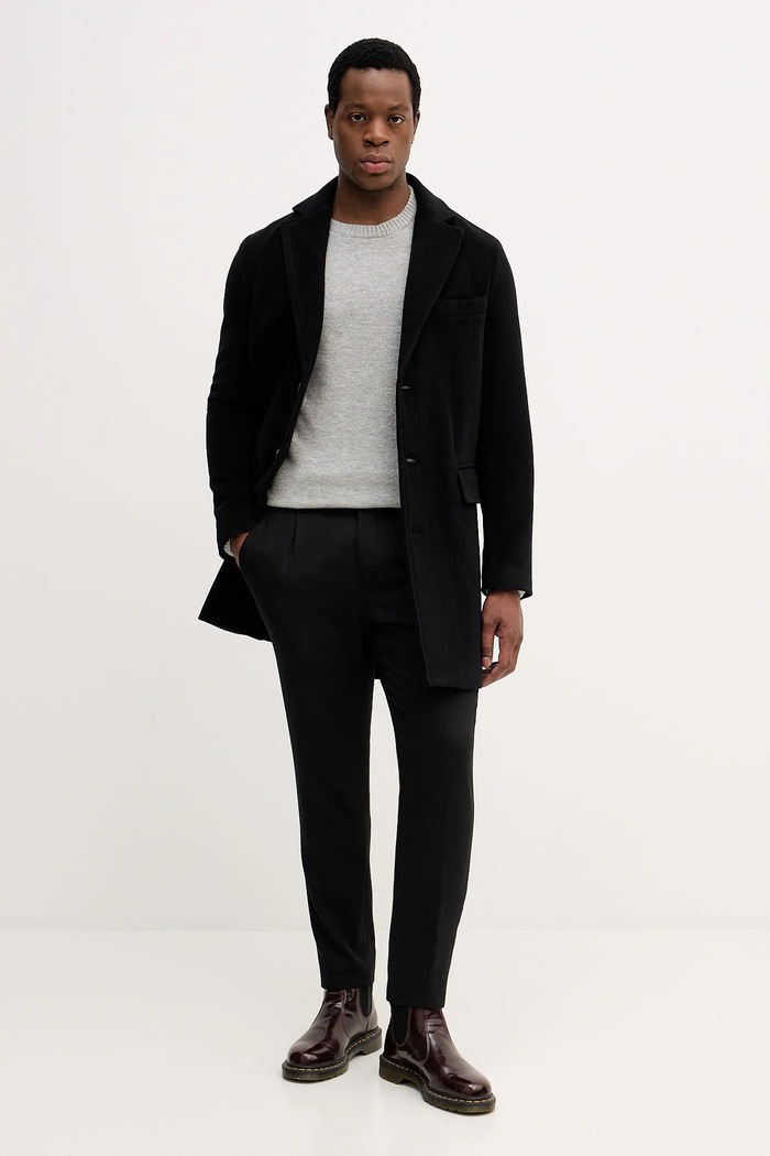 Kabát s prímesou vlny Trussardi 8022M000005N čierna AW25