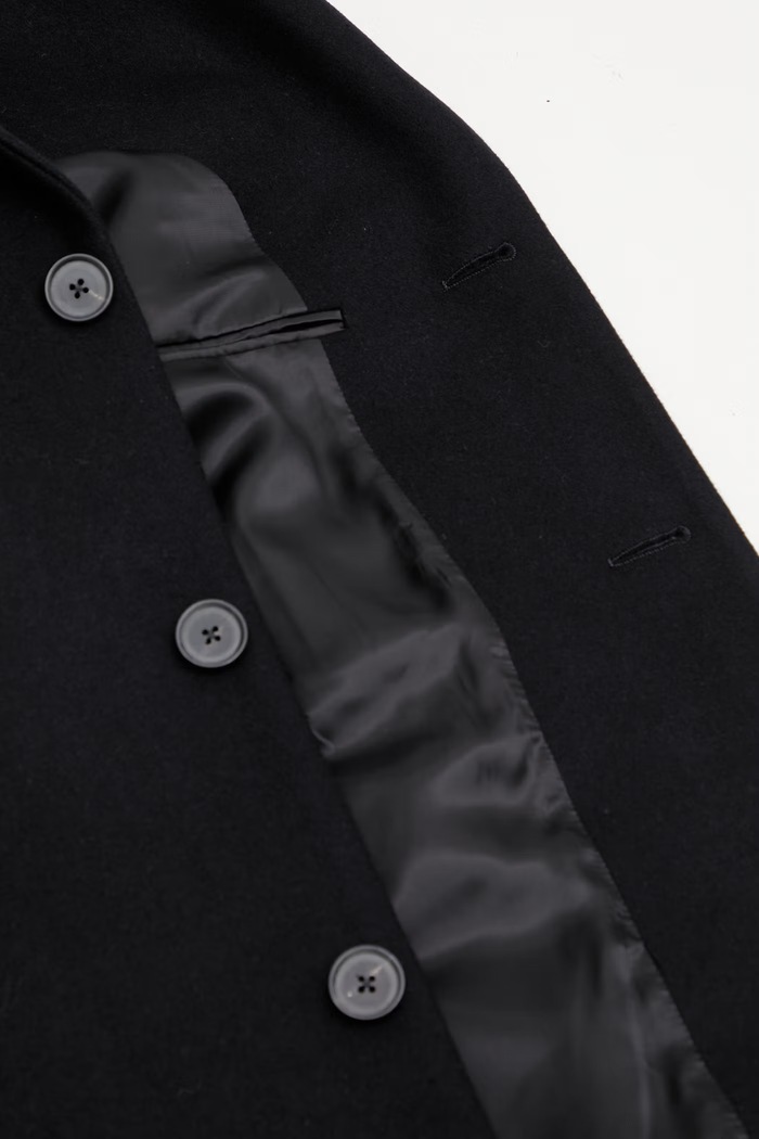 Kabát s příměsí vlny Sporty & Rich Signature Logo Wool OW04962326BA01 černá