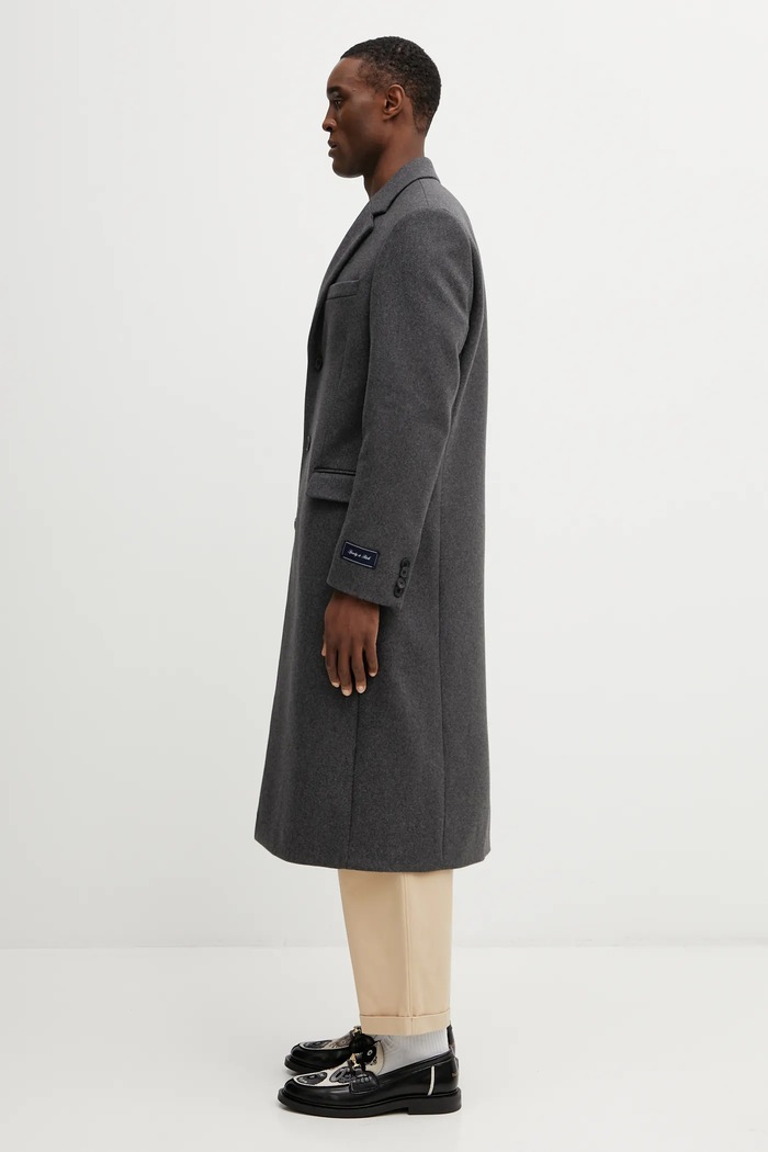 Пальто з додаванням вовни Sporty & Rich Signature Logo Wool OW04962326GY11 сірий AW25