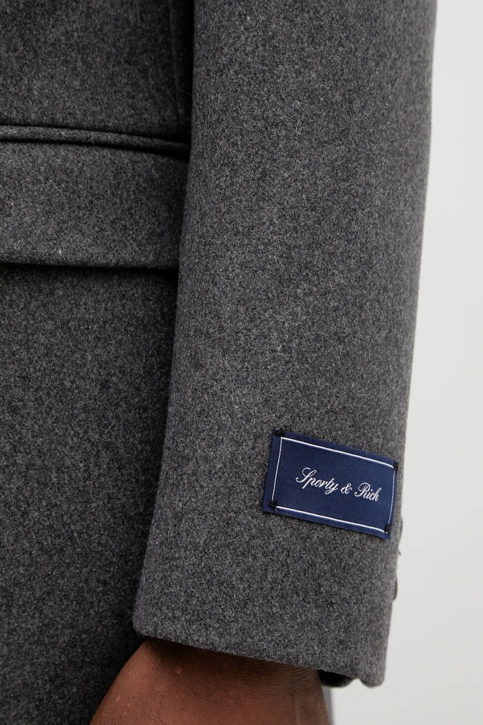 Пальто з додаванням вовни Sporty & Rich Signature Logo Wool сірий OW04962326GY11