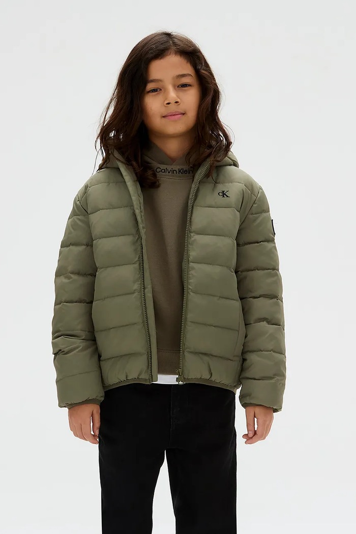 Péřová bunda Calvin Klein Jeans s podšívkou zelená IB0IB02174.9BYA