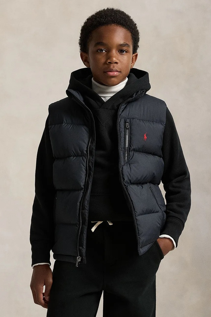 Polo Ralph Lauren gilet da bambino foderato nero 323969863001