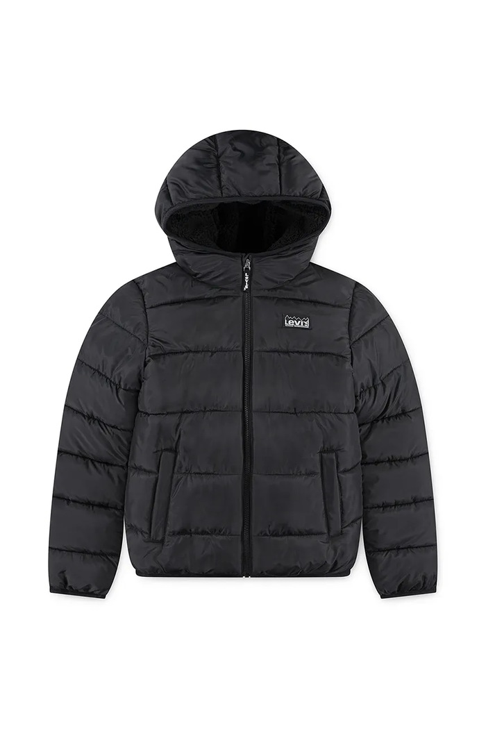 Detská bunda Levi's SHERPA LINED MDWT PUFFER jemné zateplenie čierna 8EN628