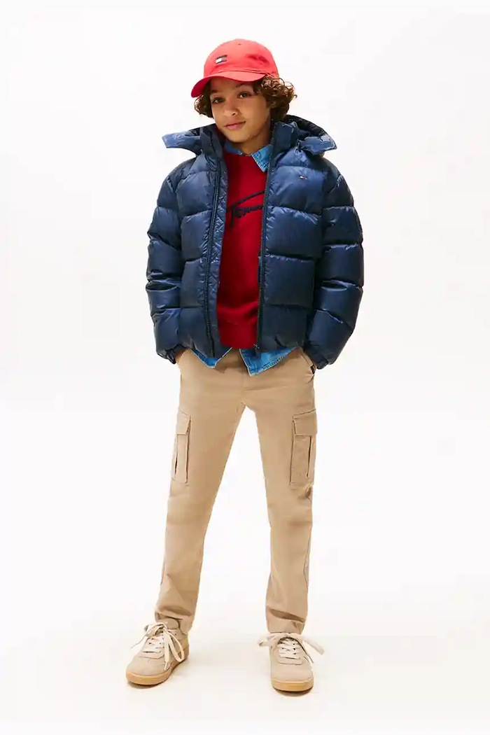 Dětská péřová bunda Tommy Hilfiger KB0KB10091.98.122.9BYA námořnická modř