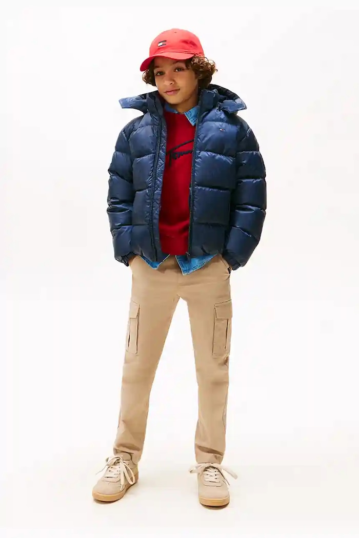 Dětská péřová bunda Tommy Hilfiger KB0KB10091.98.122.9BYA námořnická modř