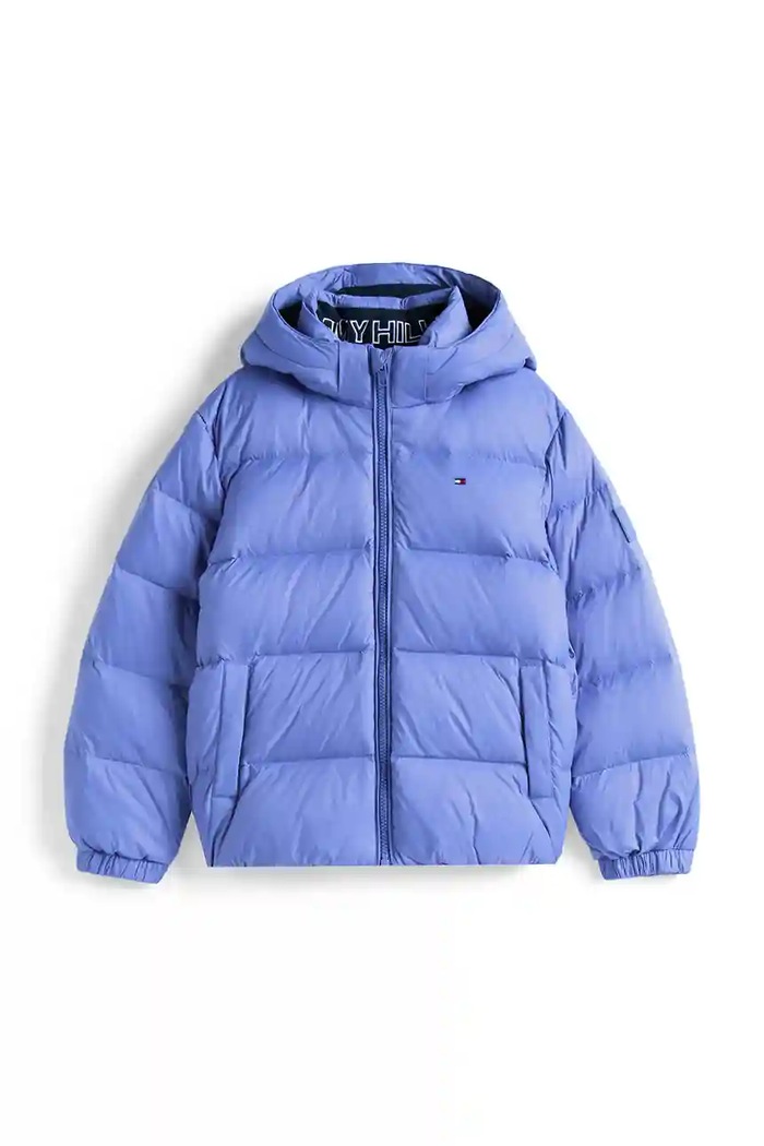 Dětská péřová bunda Tommy Hilfiger KB0KB10091.128.176.9BYA modrá AW25