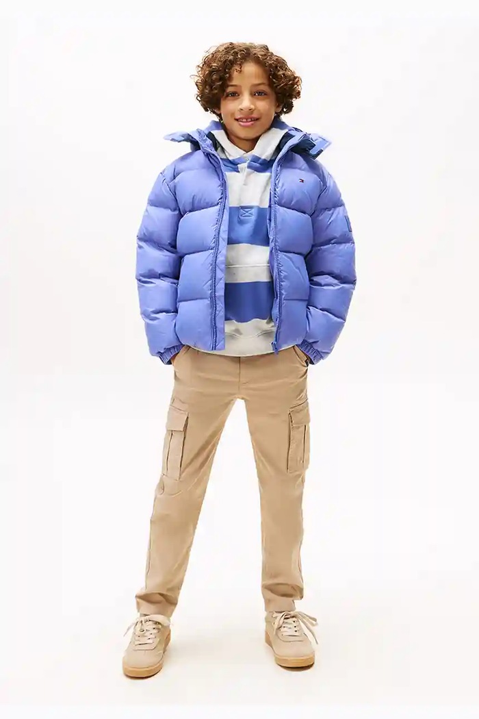 Dětská péřová bunda Tommy Hilfiger KB0KB10091.128.176.9BYA modrá