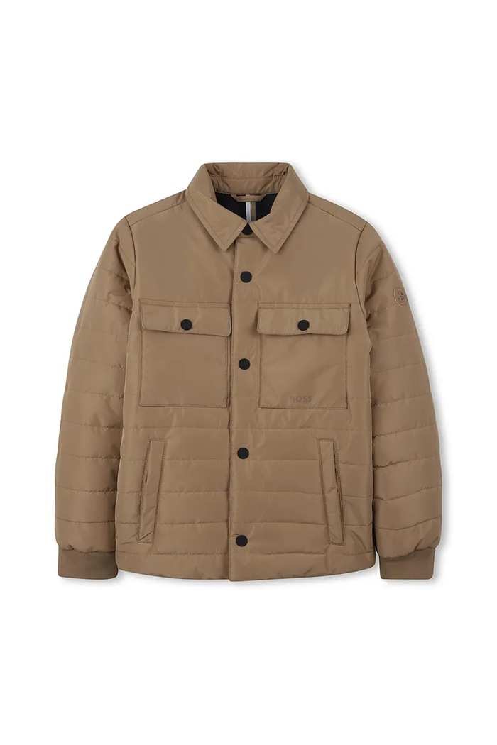 Παιδικό μπουφάν BOSS J52392.162.174 καφέ AW25