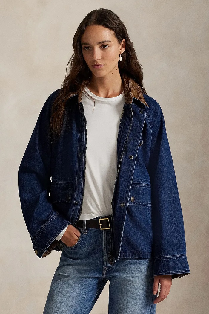 Rifľová bunda Polo Ralph Lauren nezateplené modrá 211971233