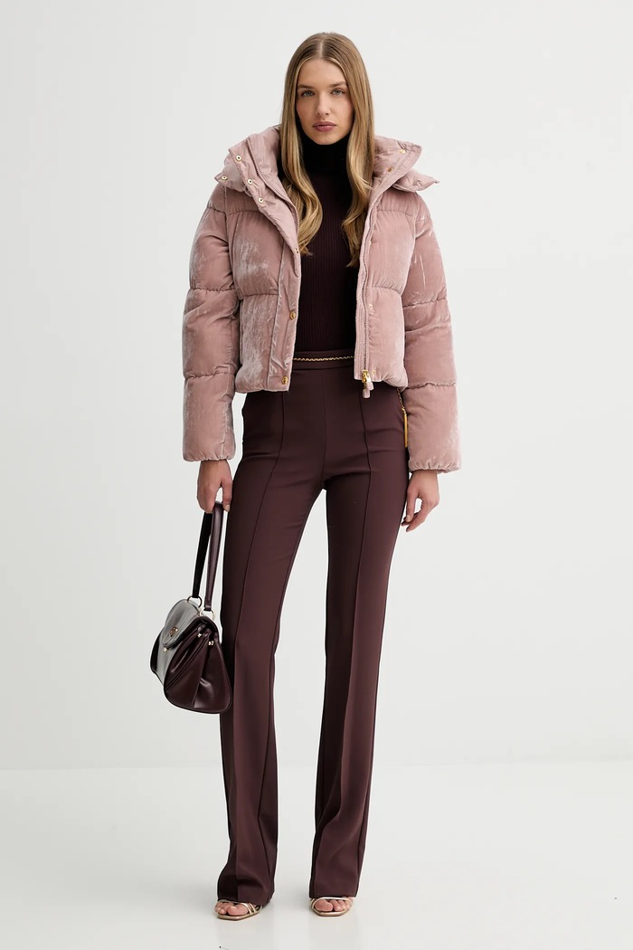 Elisabetta Franchi kurtka welurowa PI82D56E2 różowy AW25