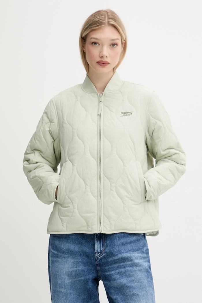 Bunda Tommy Jeans jemné zateplenie zelená DW0DW20962