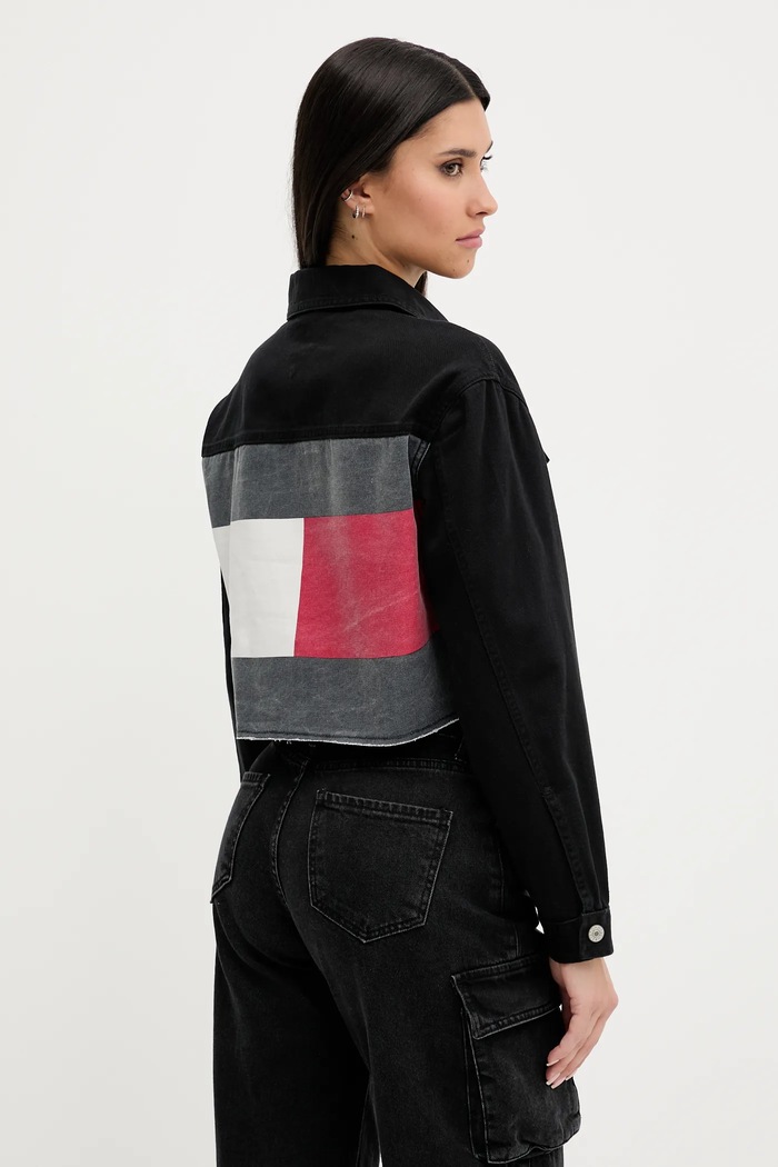 Дънково яке Tommy Jeans без качулка черен DW0DW21431