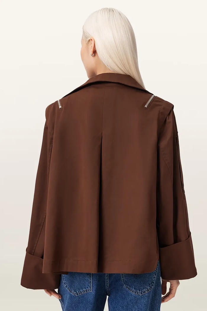 AllSaints bunda dámska s bavlnou LEIGHTON W039OC hnedá AW25