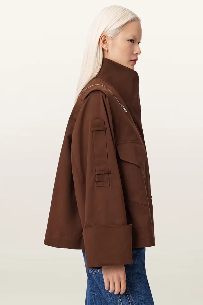 AllSaints bunda dámska s bavlnou LEIGHTON W039OC