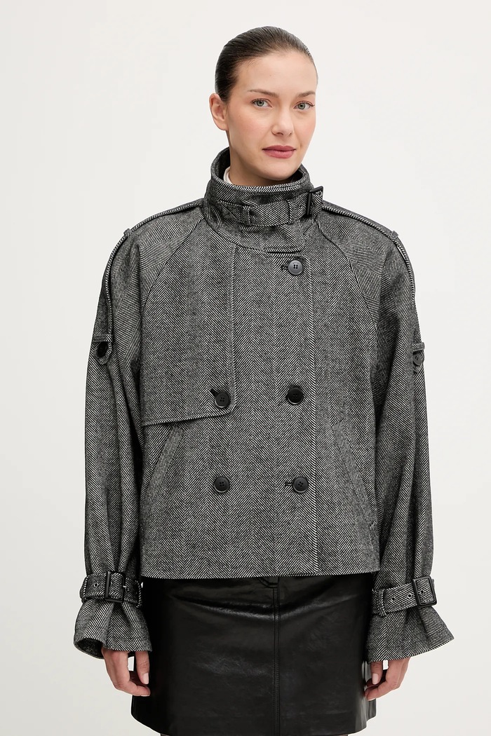Gestuz παλτό γυναικείο με μαλλί oversize γκρί 10910324