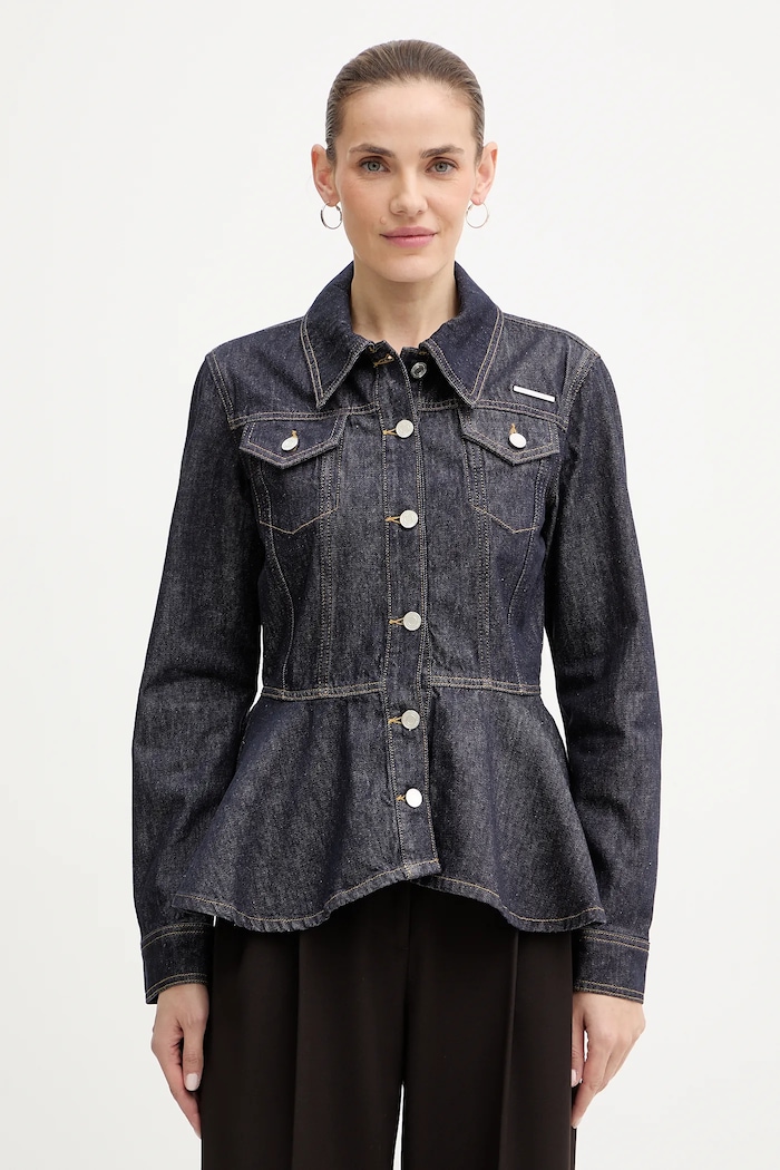 Karl Lagerfeld geacă din denim necaptusit bleumarin A3W14001