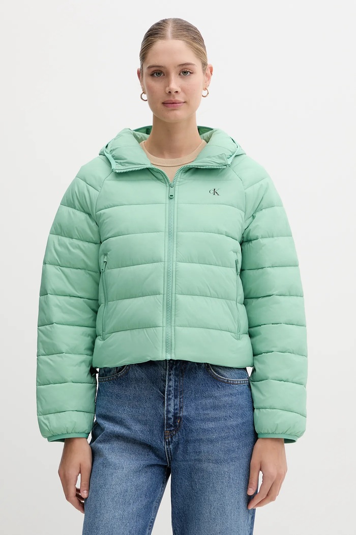 Bunda Calvin Klein Jeans přechodné zelená LV047C510G