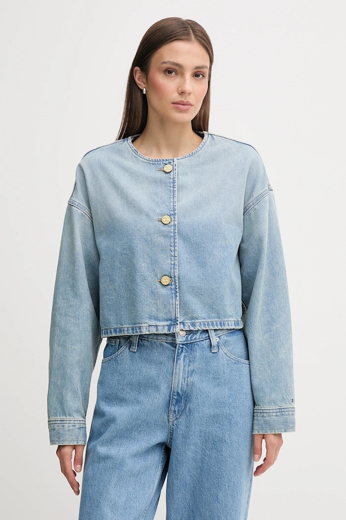 Rifľová bunda Tommy Hilfiger bez kapucne modrá WW0WW46740