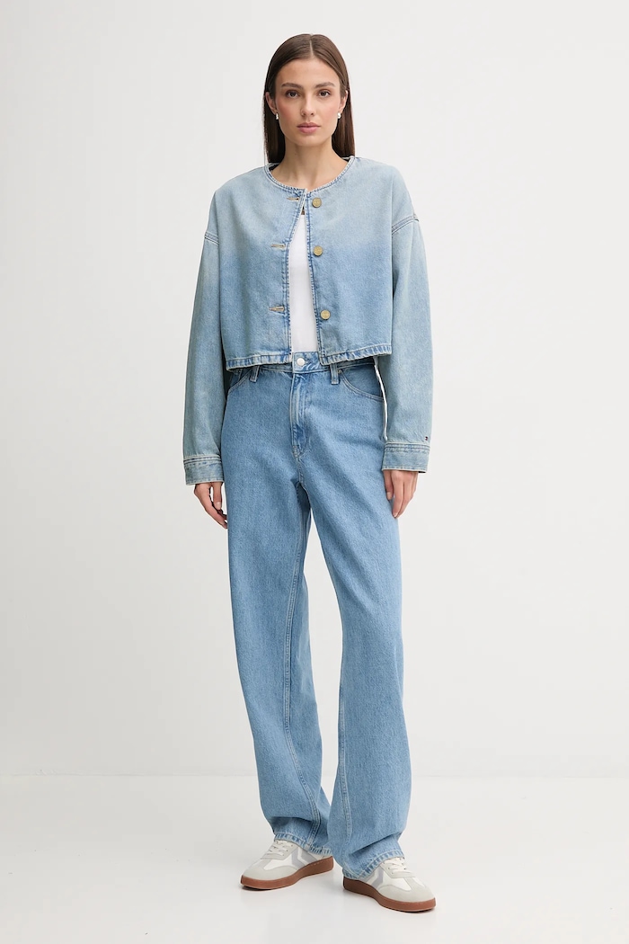 Rifľová bunda Tommy Hilfiger WW0WW46740 modrá AW25