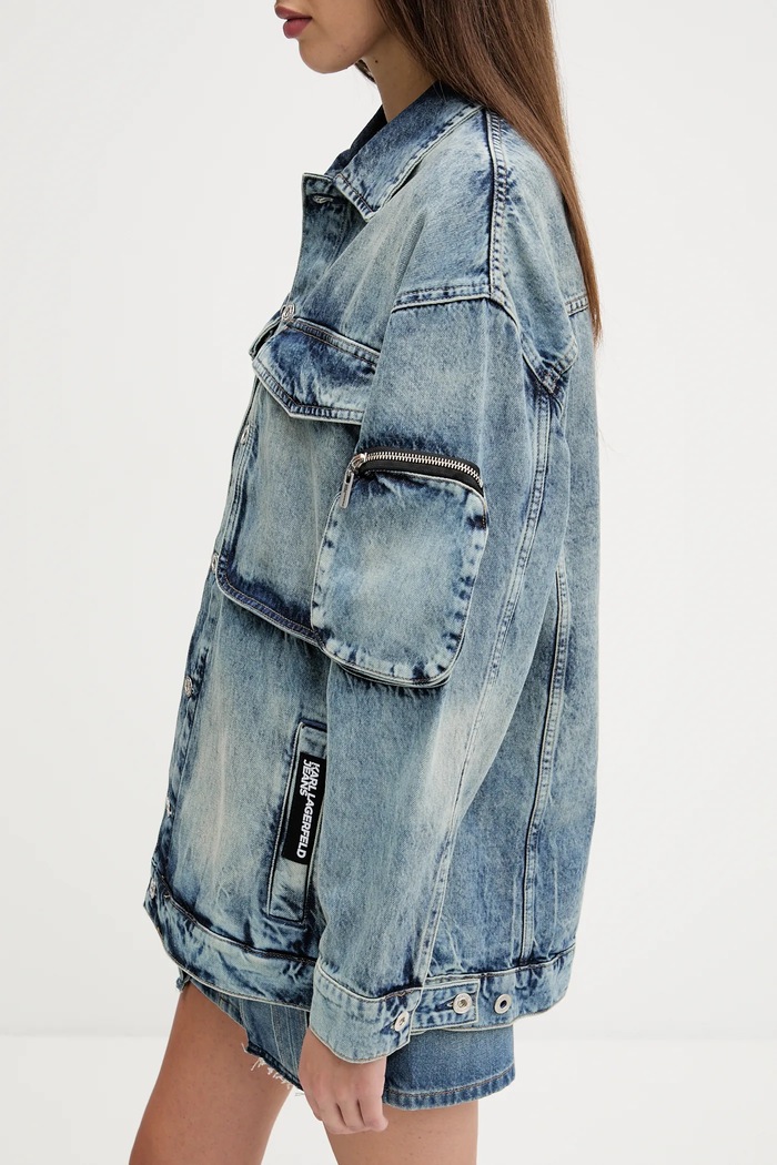 Karl Lagerfeld Jeans kurtka jeansowa A3W14011 niebieski