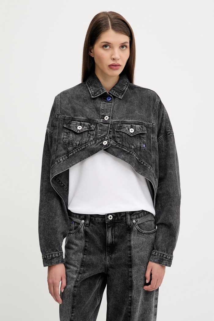 Дънково яке от памук Karl Lagerfeld Jeans без качулка черен A3W14060