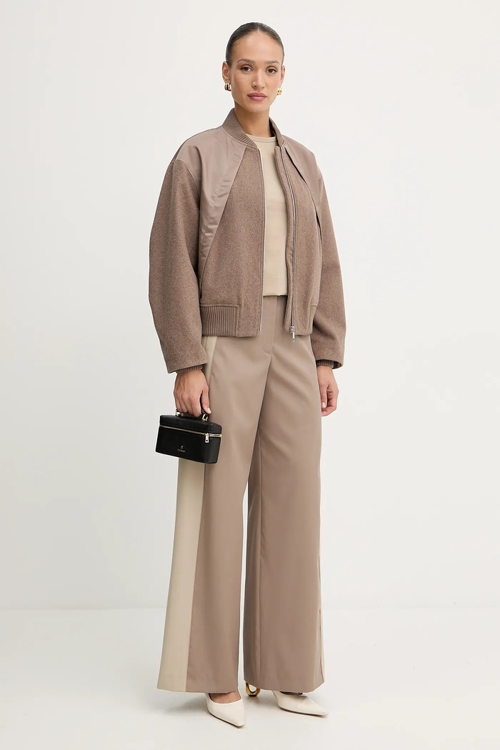 BOSS kurtka bomber z domieszką wełny Paisie 50543411 beżowy AW25
