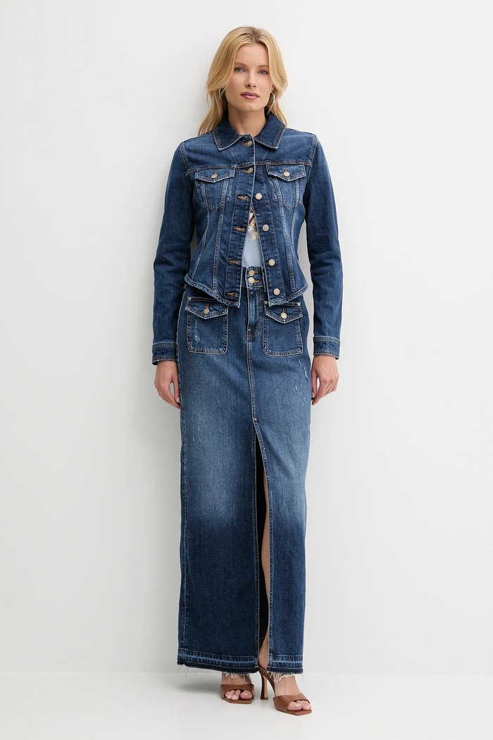 Guess kurtka jeansowa ANNALISE W5YN49.D5QP4 granatowy AW25