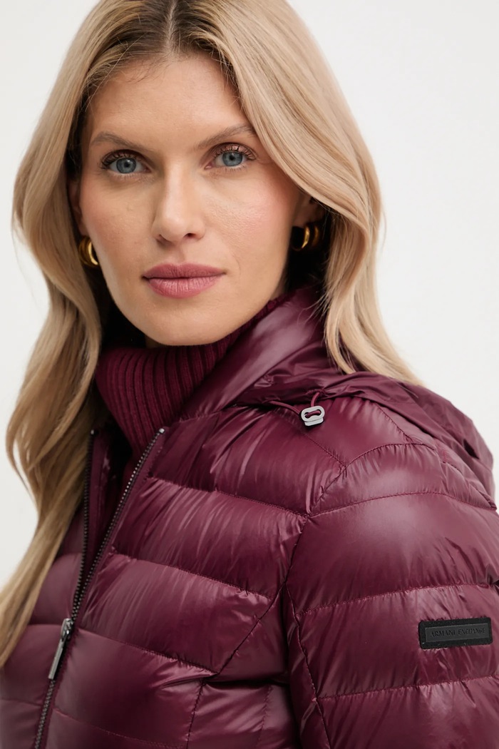 Armani Exchange kurtka puchowa damska XW001920.AF18757 bordowy