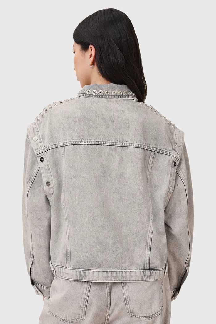 Βαμβακερό τζιν μπουφάν AllSaints CHLO W059OC γκρί