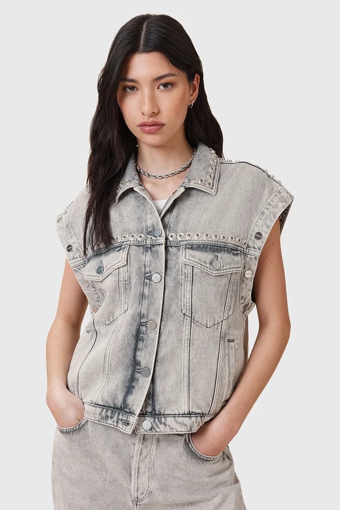 Βαμβακερό τζιν μπουφάν AllSaints CHLO W059OC