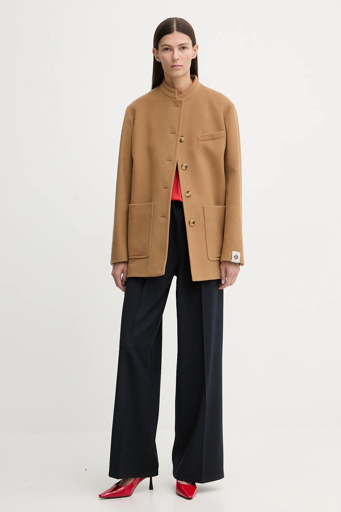 Bally haină cu lână WOU07G bej AW25