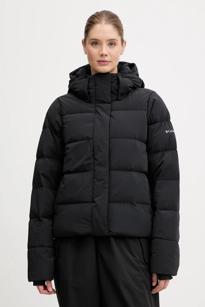 Pernata jakna Columbia Amaze Puff s kapuljačom crna 2133714