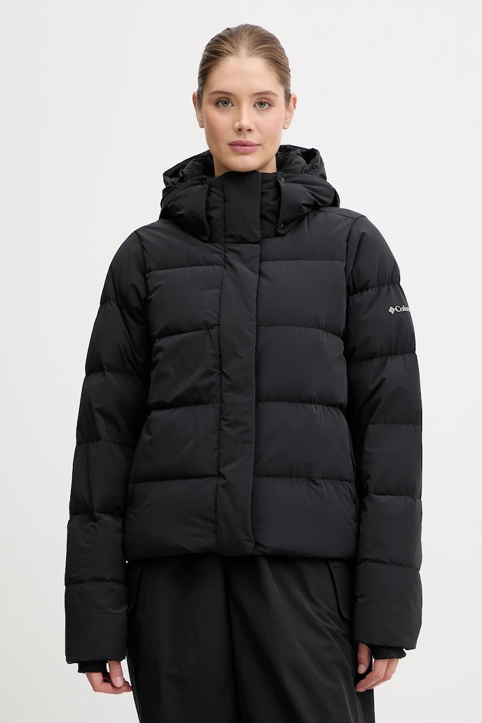 Pernata jakna Columbia Amaze Puff s kapuljačom crna 2133714
