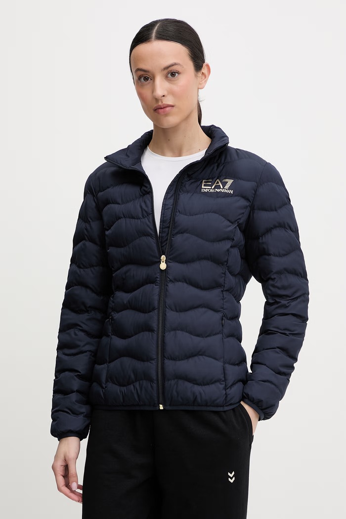 EA7 Emporio Armani prechodná bunda dámska jemné zateplenie tmavomodrá TNF8Z.8NTB21