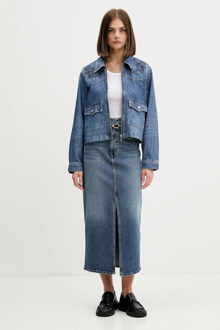 Rifľová bunda Tommy Jeans DW0DW21553 tmavomodrá AW25