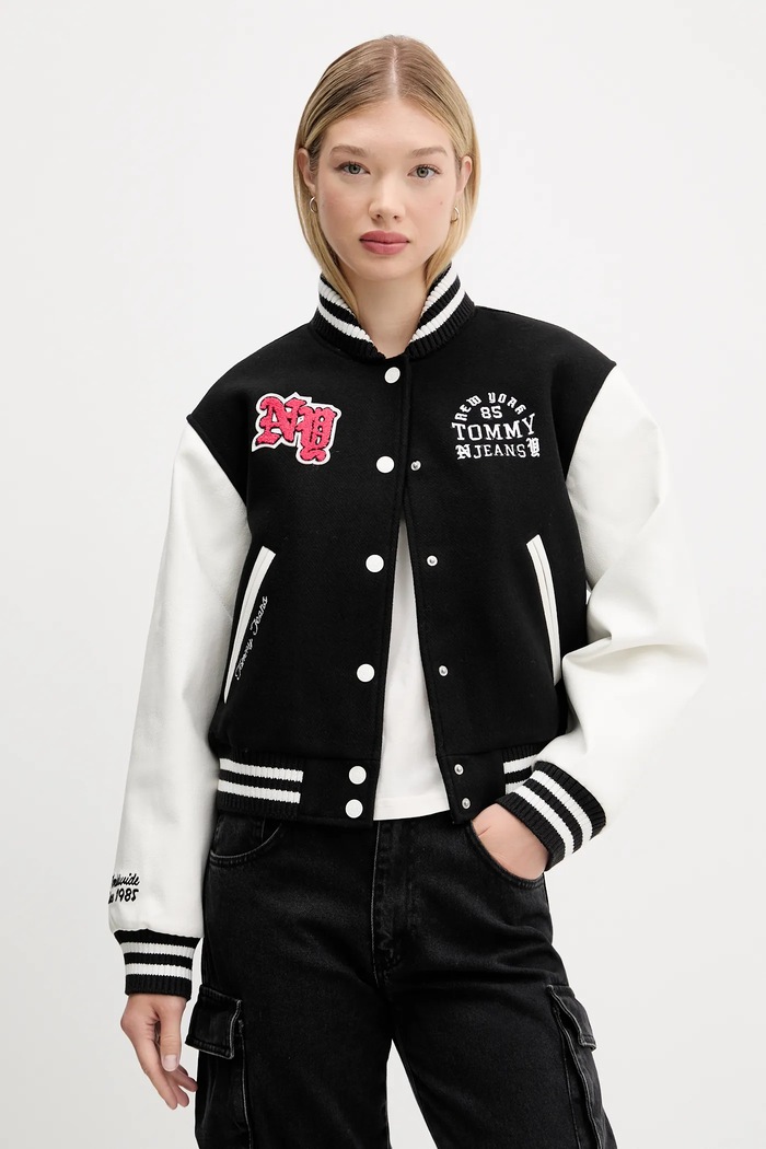 Oblečenie Vlnená bomber bunda Tommy Jeans DW0DW21628 čierna