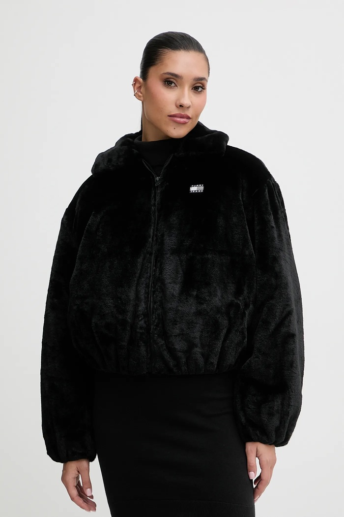 Bunda Tommy Jeans oversize čierna DW0DW21669