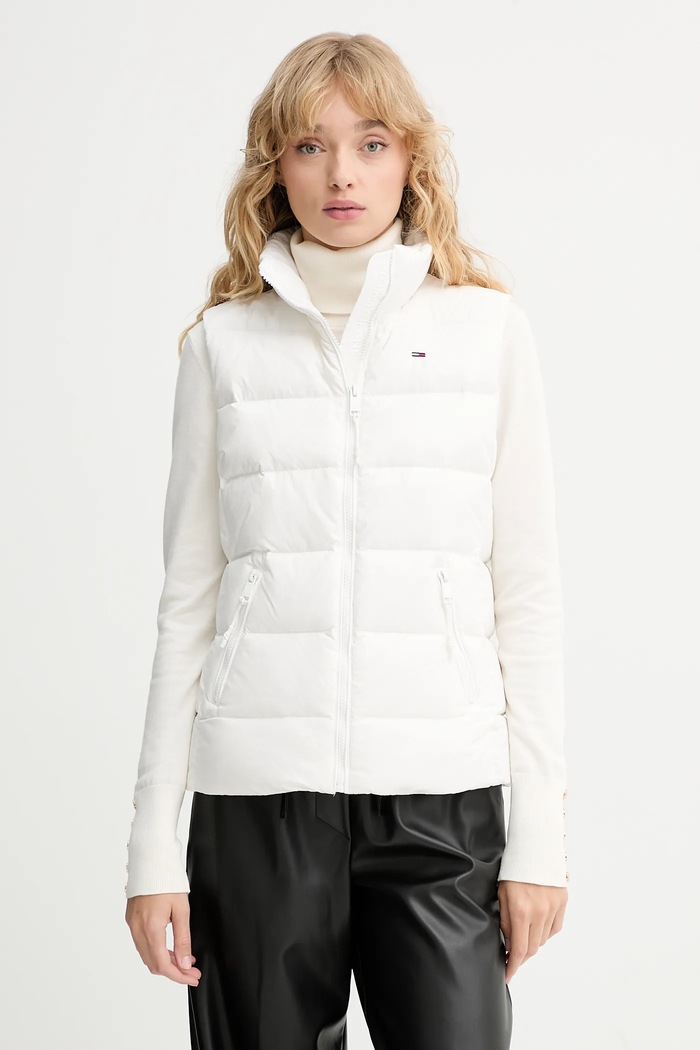 Tommy Jeans bezrękawnik puchowy bez kaptura biały DW0DW21622