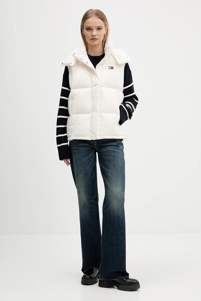 Tommy Jeans bezrękawnik puchowy DW0DW21627 beżowy AW25